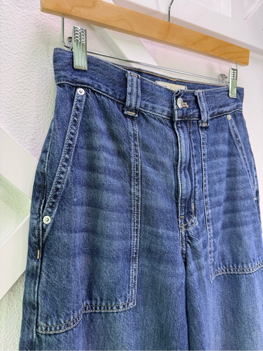 Madewell Airy Superwide Leg Utility Jeans Lindewood Wash Lyocell Blend Size 24 - Picture 4 of 13